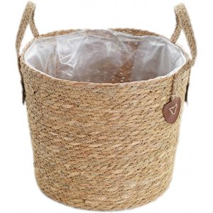 NouvelHorizonstore-Pot de Fleurs en Osier tress&eacute; avec Anse, Panier de Rangement pour Jouets, Panier de Rangement avec poign&eacute;e, Fait &agrave; la Main (M) - Neuf