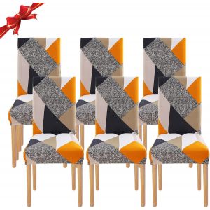 6 Pièce Stretch Président De Couverture,Universel Lavable,Facile À Nettoyer Couvercle Pour Le Restaurant De L'hôtel, Salle À Manger, Décor,De La Géométrie - Neuf