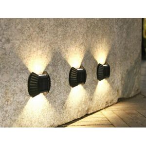 Lot De 4 Lampes Solaires Murales Pour Jardin Ext&eacute;rieur, Lumi&egrave;re Chaude - Neuf