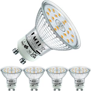 Ampoule Led Gu10 Blanc Chaud 4.9w &Eacute;quivalent &Agrave; Lampe Halog&egrave;ne 70w, Lot De 4, 515 Lumens 2700k Non Dimmable, &Eacute;clairag Sans Scintillement, Large Faisceau 120&deg; Spot, Ac 230v Lampe &Agrave; R&eacute;flecteur - Neuf