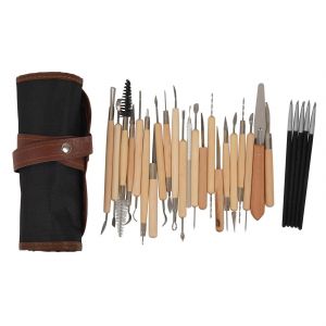 28pcs Ensemble D'outil De Sculpture En Argile D'artisanat Modelage Poterie Et Manche Bois Outils Terre Cuite - Neuf