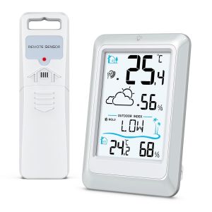 Station m&eacute;t&eacute;o sans fil avec capteur ext&eacute;rieur, compteur d'humidit&eacute; sans fil avec pr&eacute;visions m&eacute;t&eacute;orologiques, thermom&egrave;tre int&eacute;rieur sans fil - Neuf
