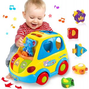 Ulteronixshop-Jouet Enfant 1 2 Ans Fille Gar&ccedil;on Jouets Bebe 1 an de Tri en Forme avec 5 Blocs de Voiture Rampante Jeux Montessori Bebe 12 18 Mois Cadeau Jouet Enfant 1 2 3 Ans Musique/Lumi&egrave;res - Neuf