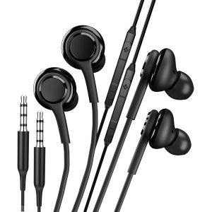 ERYI-Écouteurs Avec Fil (2 Paquets) Casque En Oreille 3,5 Mm Jack Câble Casque Microphone Casque Gaming Casque Musique Earbuds Sport Compatible Avec Samsung Pc Ps5 Ps4 Compatible Avec Huawei - Neuf