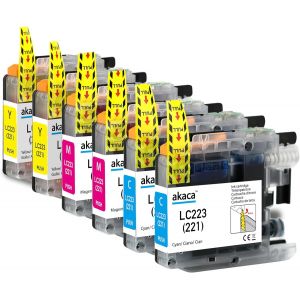 ERYI-Lc223 Xl Cartouches D'Encre Compatibles Avec Brother Lc221 Lc-223 Lc-221, Pour Dcp-J562Dw J4120Dw Mfc-J480Dw J680Dw J880Dw J4420Dw J4620Dw J4625Dw J5320Dw J5620Dw J5625Dw J5720Dw (Lot De 6) - Neuf