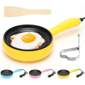 Jexnovashop-Petite Po&ecirc;le &Eacute;lectrique, 220v Mini Po&ecirc;le &Agrave; Frire Multifonctionnelle Po&ecirc;le &Agrave; Steak Frit-Cr&ecirc;pes-?Ufs Avec Rev&ecirc;tement Antiadh&eacute;sif Et Spatule En Bois Pour Omelette Burger Viande Cr&ecirc;pes - Neuf