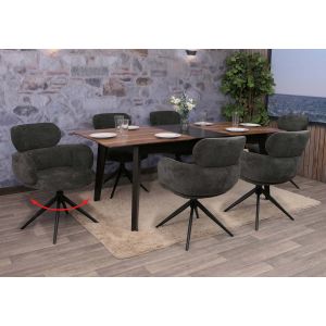 Lot de 6 chaises de salle &agrave; manger HWC-O77, chaise de cuisine, pivotante avec retour automatique, tissu (310 g/m&sup2;) chenille &Ouml;ko-Texanthracite - Neuf