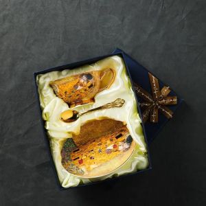 (B) Klimt Kiss Tasses En Porcelaine Anglaise Tasses À Café Avec Cuillère Gustav Klimt Porcelaine Cadeaux D'anniversaire De Mariage Bureau Ménage Boissons - Neuf