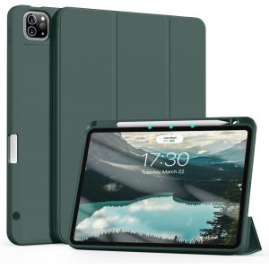 Coque Pour Ipad Pro 11 Avec Porte-Stylo 2022/2021/2020, Prend En Charge La Recharge Du Pencil 2, Smart Folio Stand Housse Pour Ipad Pro 11 Pouces, Auto Sleep/Wake, Vert Fonc&eacute; - Neuf