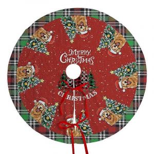 Jupe de sapin de No&euml;l de 90 cm avec motif Grinch et flocons de neige rouges, douce et rustique, pour l'int&eacute;rieur et l'ext&eacute;rieur. - Neuf