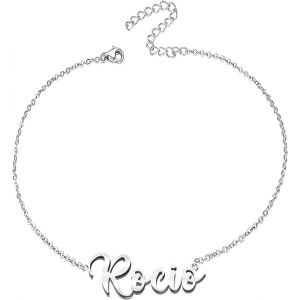 Eryi-Bracelet Pour Femme Avec Prénom En Acier Inoxydable - Pendentif Prénom Personnalisé Argenté Pour Femme - Cadeaux Personnalisés Pour Femme, Mère, Fille, Meilleure Amie - Neuf