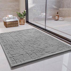 KAL-Tapis De Bain Antidérapant Super Absorbant Tapis Baignoire Doux Tapis Sortie De Douche Lavable Pour Salle De Bain Toilette(Gris Clair,40 * 60Cm) - Neuf
