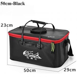 Seau De Pêche Pliant Et Épais,Seau À Poisson Vivant Sans Pompe À Oxygène,Réservoir D'eau Portable Eva,Boîte À Poissons Vivants Pour La Pêche En Plein Air-50cm-Noir - Neuf