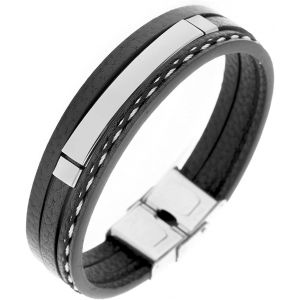 Kal-Bracelet Triple Cuir Legacy Bracelet Personnalis&eacute; Un Bracelet En Acier Inoxydable Ou Bracelet En Cuir Pu Couple Est Un Bracelet Homme En Acier Inoxydable - Neuf