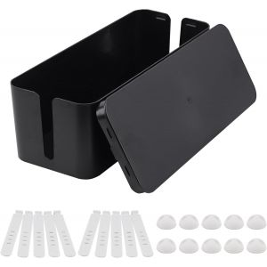 Bo&icirc;te De Rangement Pour C&acirc;bles, Bo&icirc;te De Gestion Des C&acirc;bles, Boite Cache-Cable, Cache Multiprise, Garder Les Cables Bien Rang&eacute;s,Blanc Et Noir,Avec 10 Bandes De Rangement,10 Clips ([DYB982399] - Neuf