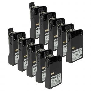 vhbw 10x Batterie compatible avec Motorola PTX700 PLUS, PTX760, PRO7150 ELITE radio talkie-walkie (2600mAh, 7,2V, Li-ion) - avec clip de ceinture - Neuf