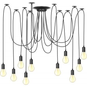 Ulteronixshop-Lustre En Forme D'araign&eacute;e Diy Plafonnier Lampe T&ecirc;te Suspension Luminaire R&eacute;tro Industriel Lumi&egrave;re De Plafond Salle &Agrave; Manger Chambre Salon Salle &Agrave; Manger H&ocirc;tel D&eacute;coration (10 T&ecirc;tes) - Neuf