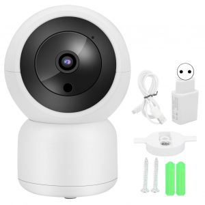 Camera de securite Wi-Fi HD 1080p, interphone bidirectionnel, detection de mouvement, vision nocturne, IRCUT, 100-240 V (prise UE) - Neuf