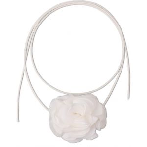 Kales-Collier Fleur Femme Vintage,Collier Fleur Boho Collier Rose Tissu Réglable Pour Femmes Filles Mariée Mariage Fête Anniversaire (Blanc) - Neuf