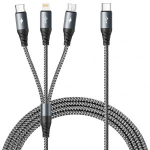 Thef-Câble Chargeur Multi Embout,[1.8m] Chargeur 3 En 1 Câble Cable Usb C Vers Lightning Avec Ip Micro Usb Type C Lightning Cable Chargeur Universel Pour Iphone 16 15 14,Ipad Pro, Macbook,Galaxy - Neuf