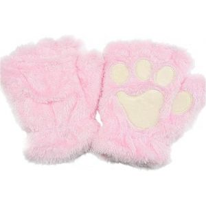 Rose Femmes En Molleton Chat Griffe Gants Pattes De Chat Gants Faux Mitaines De Fourrure L'hiver Au Chaud Finger Moitié Gants Pattes De Chat Mignon Cosplay Gants De Dessin Animé Chaud Gants - Neuf