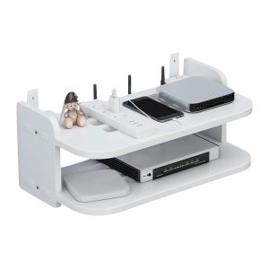 &Eacute;tag&egrave;re flottante &agrave; 2 niveaux pour ranger un projecteur et un routeur Wi-Fi - Neuf