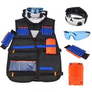 Ensemble Veste Gilet Tactique Ensemble Élite, Gilet Nerfe, Gilet Tactique, Ensemble D'accessoires Nerf Gilet Tactique Enfant Avec 60 Fléchettes + 1 Lunettes Nerfe + 1 * 6 - Neuf