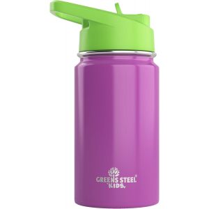 Gourde Isotherme Enfant 350ml, Violet I Anti-Fuite Avec Paille Et Poignée I 12h Froid I Isolation, Double Paroi Acier Inoxydable I Tasse Enfants Facile À Boire I Bouteille Eau Enfant I Écologique - Neuf