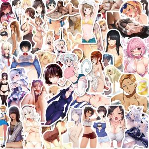 Lot De 50 Autocollants Impermeables Anime Girl Pour Ordinateur Portable, Telephone, Bouteille D'eau, Bagages, Casque, Skateboard, Voiture, Bp-0000225 - Neuf