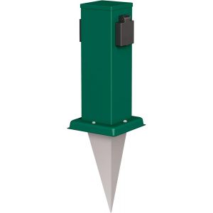 Polly Garden Socket Column With Ground Spike For Outdoor, Ip44, 2-Time, Green, Square, 27 Cm - Neuf