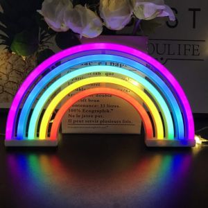 Enseignes Lumineuses Arc-En-Ciel, D&eacute;coration Murale Arc-En-Ciel Pour Filles, Chambre D'enfant, Lampe Led, D&eacute;cor Arc-En-Ciel, Cadeaux Pour Enfants, Batterie Ou Usb, Lampe De Nuit Led - Neuf