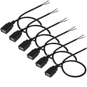 JGD-6PCS c&acirc;ble Femme USB,soudable c&acirc;ble USB 2.0 Femme,2 broches Connecteurs USB c&acirc;ble,USB rallonge de c&acirc;ble pour appareils USB install&eacute;s ou r&eacute;paration de remplacement DIY (30cm) - Neuf