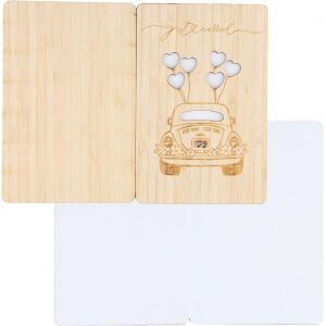 CHECARZHN--NO1-Carte De Voeux En Bois Mariage Avec Enveloppe, Carte Mariage Félicitation D'Amour, Carte D'Anniversaire Pour Le Nouveau Couple Cadeau Saint Valentin Epouse Mari (B) - Neuf