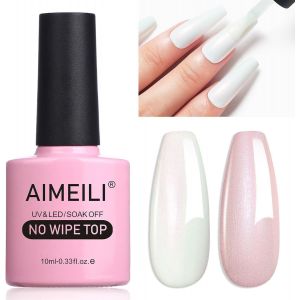 Kal-2 En 1 Brillant Perle Top Coat Vernis À Ongles Gel Semi Permanent Nacré Glitter Finish No Wipe Top Coat Longue Durée 10ml -06 - Neuf