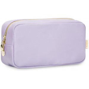 MAA-Trousse de Maquillage Femme Petit Pochette de Rangement Cosmétique Portable Sac Maquillage Voyage avec Poches Intégrées Pochette en Cuir Végétalien, Violet Brevet en Instance - Neuf