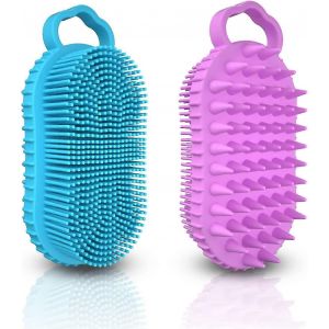2 Ensemble De Caoutchouc Corporel En Silicone,Douche Et Shampooing 2 En 1 Brosse De Massage Du Cuir Chevelu,Adaptée À La Fois Pour Les Hommes Et Les Femmes Secs Et Humides,Accessoires D'exfoliation Po - Neuf