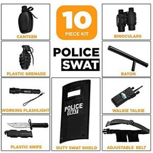 Ultimate Tout-En-Un Ensemble De Jeu De R&ocirc;le Policier Pour Les Enfants - Comprend Swat Shield, Ceinture R&eacute;glable, Lampe De Poche Et Plus, Construction En Plastique Durable, Police Uniform Halloween Acc - Neuf