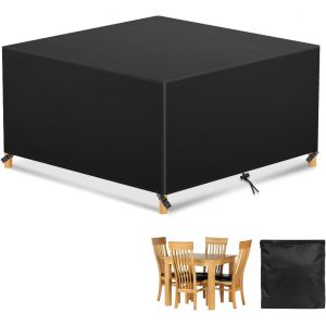 Ulteronixshop-Housse De Table Jardin Carre, 420d Tissu Oxford Housse Salon De Jardin, Housse De Protection Table De Jardin &Eacute;tanche, Anti-Uv B&acirc;che Table De Jardin Exterieur - 150x150x70cm, Noir - Neuf