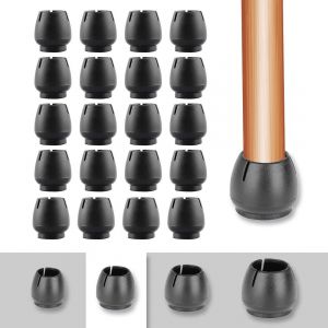 20 Pièces Couvre-Jambes De Chaise,Silicone Chaise Casquettes Pieds,Chaise Pieds Protecteur Avec Feutre,Silicone Chaise Casquettes Pieds Pour Jambes De Meubles Rondes,Noir 17-21mm - Neuf