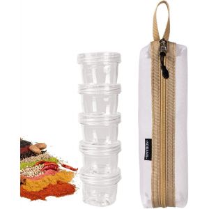 5 En 1 Bocaux À Épices De Camping Salières Et Poivrières Avec Sac De Rangement De Voyage Portable,Mini Boîte À Épices Distributeur De Récipients D'assaisonnement Pour Barbecue En Plein Air - Neuf