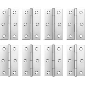 8 PCS Charniere Porte, Charni&egrave;re Inox Invisible, Charni&egrave;re Porte Placard 6 Trous, Charni&egrave;re Plate 66x37mm pour Porte, Tiroirs, Meuble, Piano, Coffret, Quincaillerie de Placards et Armoires - Neuf