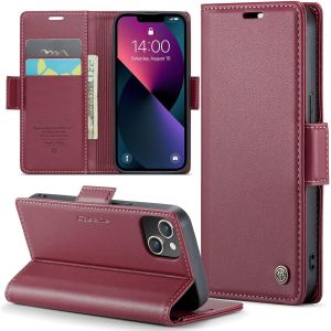 Maa-Coque Pour Iphone 13 Mini, Étui Housse En Rfid Protection Premium Pu Cuir Portefeuille Rabat Case Magnétique Stand Antichoc, Étui Case Pour Iphone 13 Mini, Rouge - Neuf