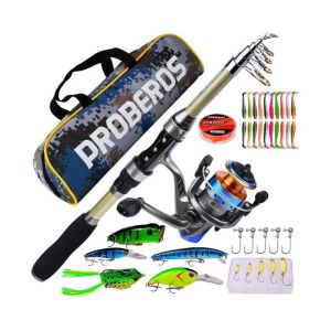 Kit De Matériel De Pêche Hauturière Portable : Canne, Moulinet, Ligne, Hameçons Et Leurres En Fibre De Carbone Dans Un Sac D'accessoires Compact Pour Pêcheurs - Neuf