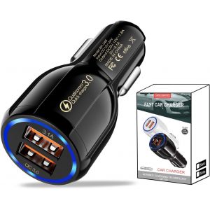 Allume Cigare USB Chargeur Voiture,2 USB Ports Auto USB Chargeur Compatible avec iPhone,iPad Samsung,Huawei,Redmi - Neuf