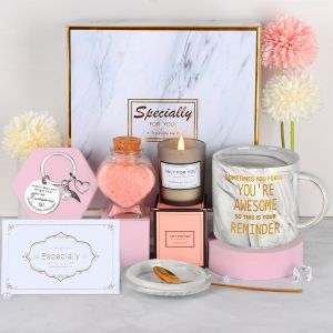 Eryi-Idée Cadeau Fille, Cadeau Anniversaire, Tasse À Café, Aromathérapie, Sels De Bain, Porte-Clés, Carte De Voeux, Coffret Cadeau, Cadeaux Pour Amie, S?ur (Gris, Universel) - Neuf