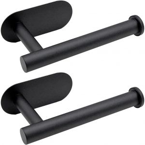 YEMAESRE-Lot De 2 Porte-Papier Toilette Sans Perçage, Porte-Rouleau Wc Noir En Acier Inoxydable, Support Papier Hygiénique Autocollant Pour Salle De Bain Et Cuisine - Neuf