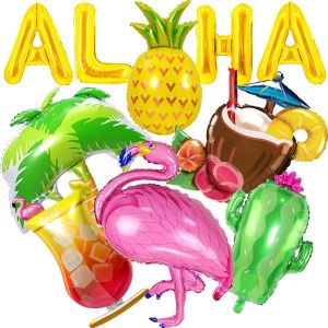 Ballon Pour F&ecirc;te &Agrave; Hawa&iuml;, 10 Pi&egrave;ces Ballons En Aluminium D'&Eacute;t&eacute;, Ballons De Hawa&iuml;ens Tropicaux, Ballon D'&Eacute;t&eacute; Color&eacute;s Pour F&ecirc;te &Agrave; La Piscine, Anniversaire &Agrave; La Plage (Couleur-A) - Neuf