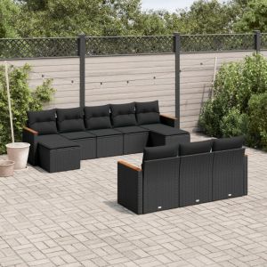 Prolenta Premium - Salon De Jardin 10 Pcs Avec Coussins Noir R&eacute;sine Tress&eacute;e - Neuf