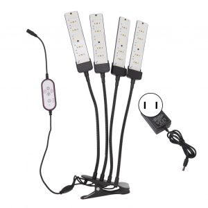 HJLIAN Lampe de croissance LED 4 tetes, eclairage flexible a spectre complet, 5 vitesses, variateur d'intensite, lampe de croissance pour plantes avec minuterie, prise americaine 100-240 V - Neuf