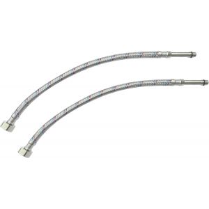 KALANKA-- C51106 - Lot de 2 flexibles/raccords femelle 1/2''- mâle M10 rallongé 5cm - longueur 400mm - flexible de raccordement pour mitigeur - flexible d'alimentation sanitaire - Neuf